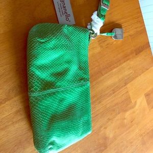 Green crocodile clutch